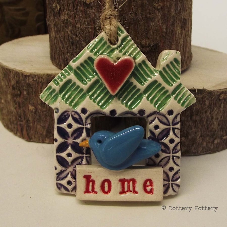 Tiny Ceramic bird house decoration Pottery House