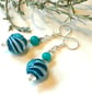 Hand Blown Vanitian Glass & Quartzite Silver Plate Earrings - Image 1
