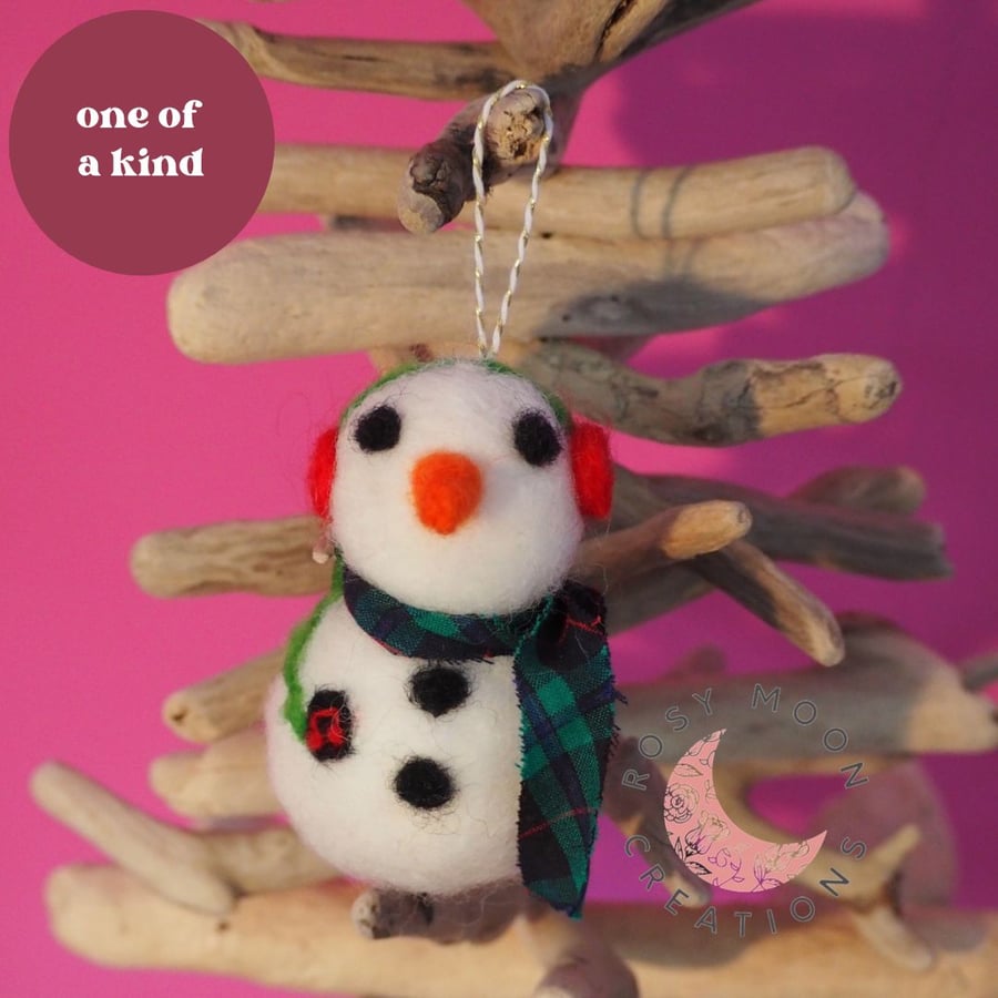 Handfelted Snowman Christmas Decoration 