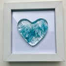Fused glass cast heart in frame 