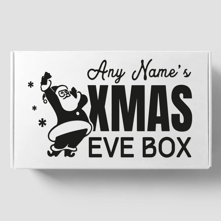 Xmas Eve Box - Fun Santa: Personalised Christmas Eve Box Sticker, Custom Name