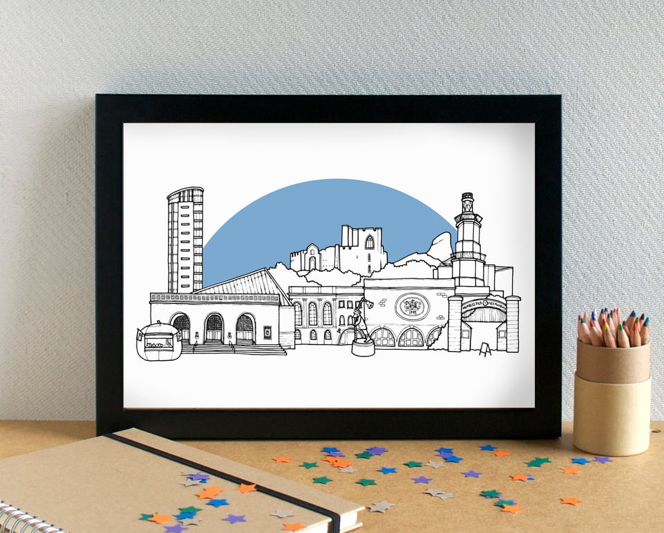 Swansea Skyline Travel Art Print