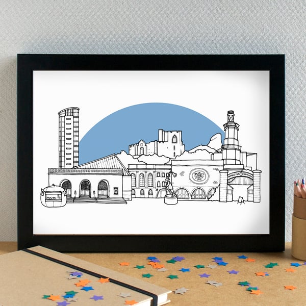 Swansea Skyline Travel Art Print