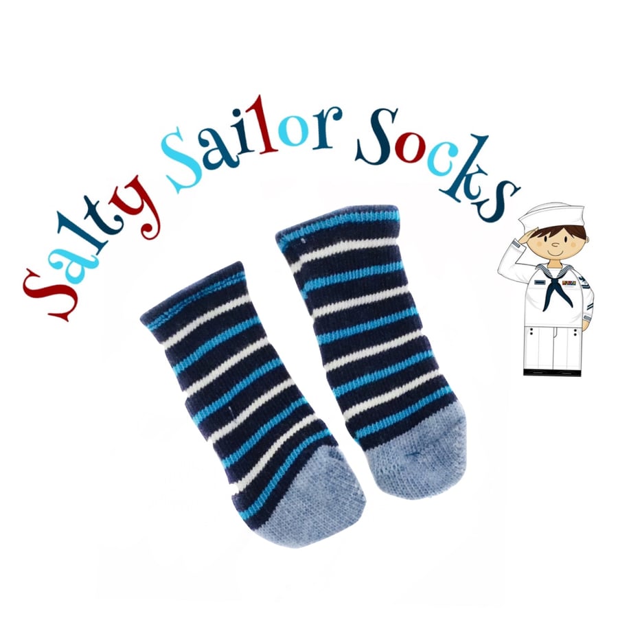 Salty Sailor Socks - Navy, Sky Blue and Cream Stripes