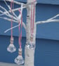 Set of 3 Acrylic crystal drops, ribbon hangers, Christmas Tree decorations