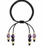Black macrame Purple Agate and gold beaded ties bracelet one size
