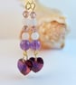 Swarovski Crystal Heart, Amethyst and Rose Quartz Earrings - Handmade In Devon. - Image 7