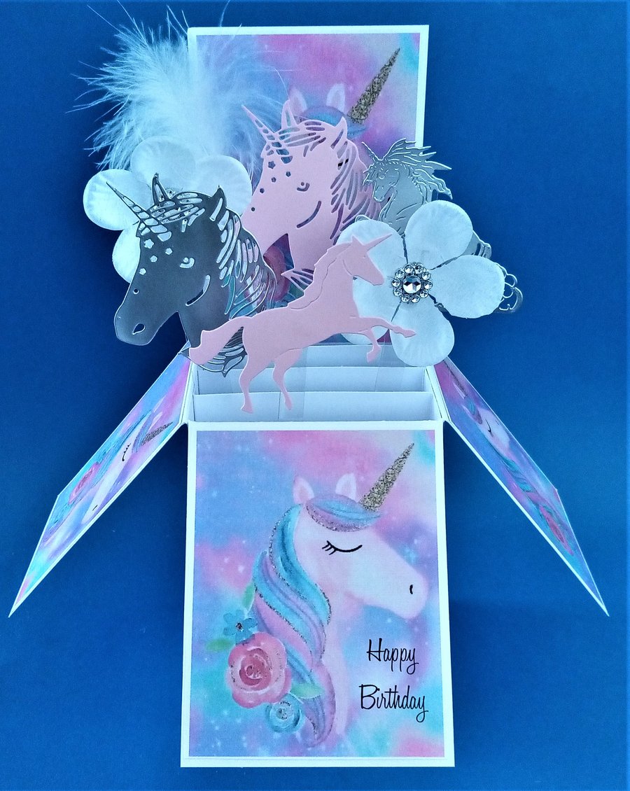 Unicorn Girls Birthday Card 