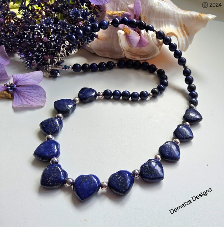 Lapis Lazuli Heart Sterling Silver Necklace