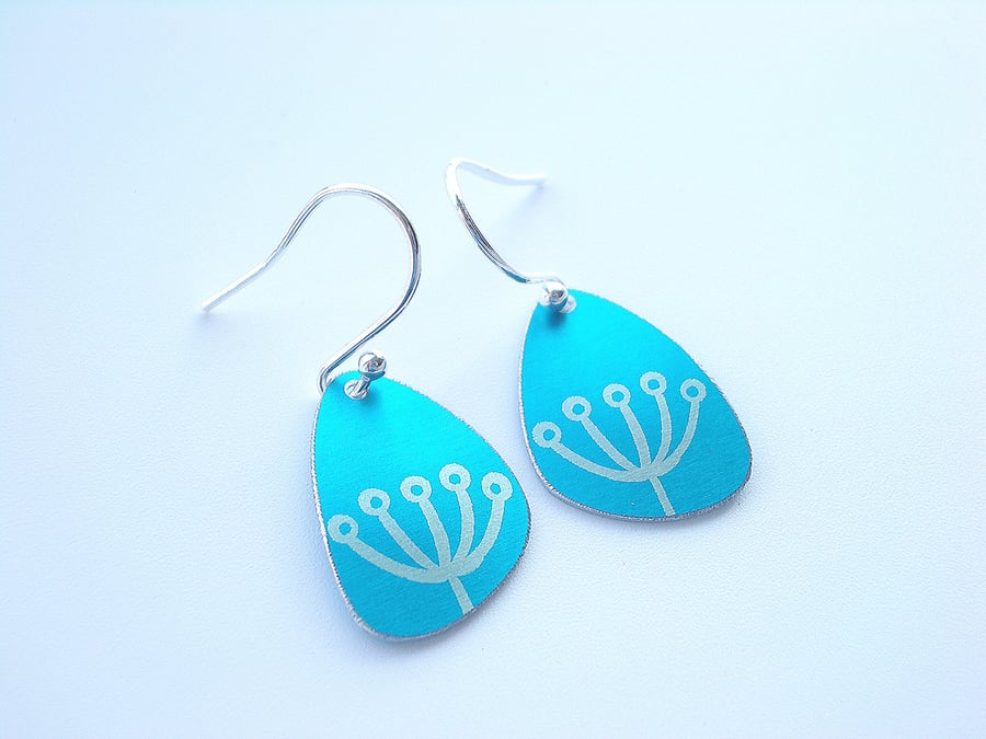 Cow parsley teardrop shape turquoise earrings 