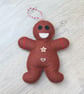 Festive Felt Gingerbread Man Tree Decoration with button embellishments - Image 2