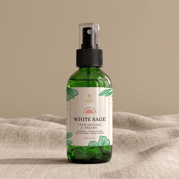 White Sage Cleansing Spray, 100% Natural & Organic Smokeless Energy Clearing Roo