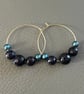 Handmade Golg Hoop Earrings with Bluesand