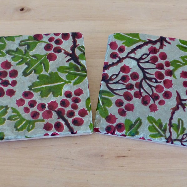 Marble 'Hawthorn Berries' Coasters