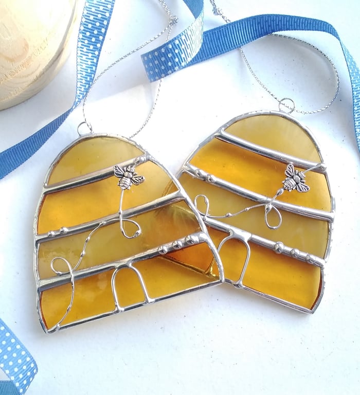 Stained Glass Beehive Ornament