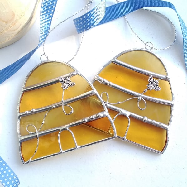 Stained Glass Beehive Ornament