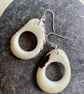 Handmade dangle white hoop tagua nut  earrings - Image 3