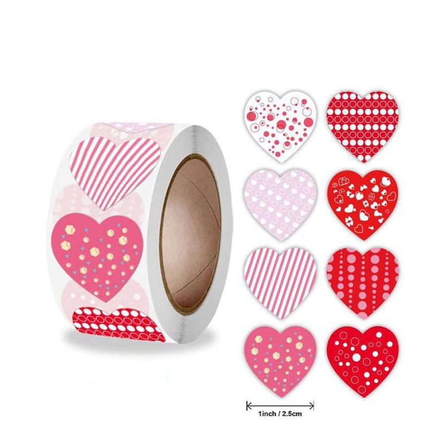 500 PCS Valentine Heart Self Adhesive Sticker Roll (2.5cm) for Scrapbooking and 