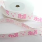 Pink teddy bear ribbon 15mm x 3 metres