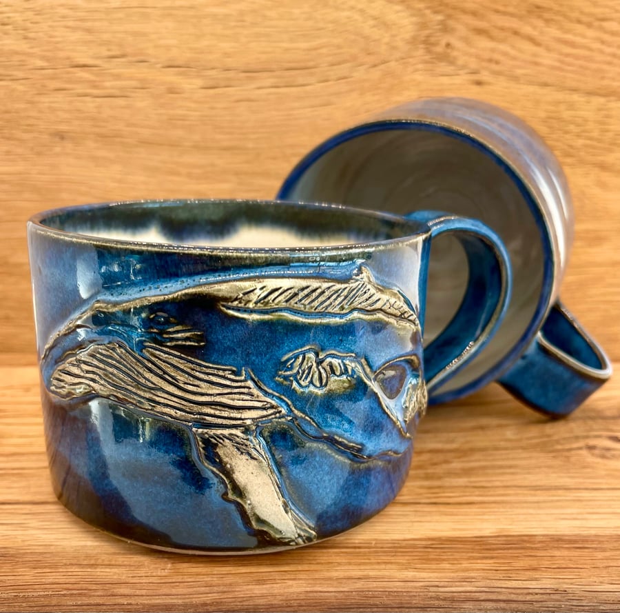 Handmade Ceramic Cup - Blue Galaxy Humpback Whale