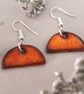 Handmade Orange Ceramic Dangle Earrings, Foraged Bristol Clay - Image 3