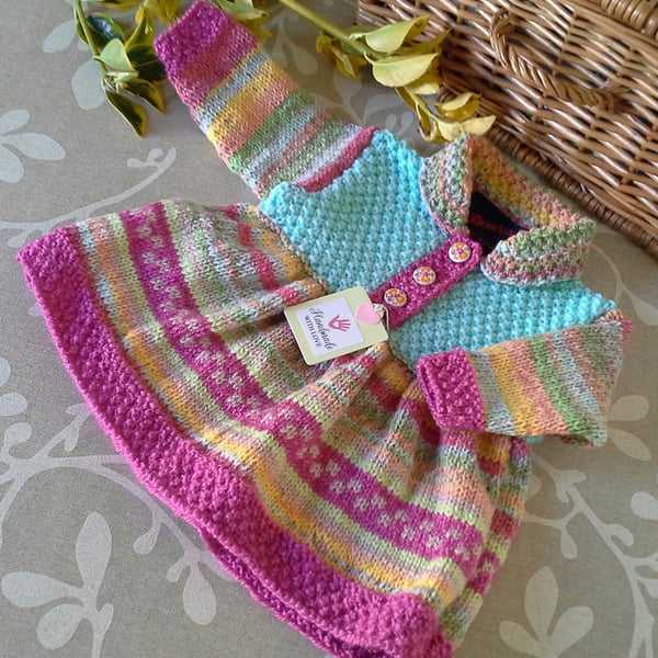 Baby Girl's Cosy Warm Knitted Dress 3-9 Months size