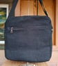 Black denim zipped messenger bag