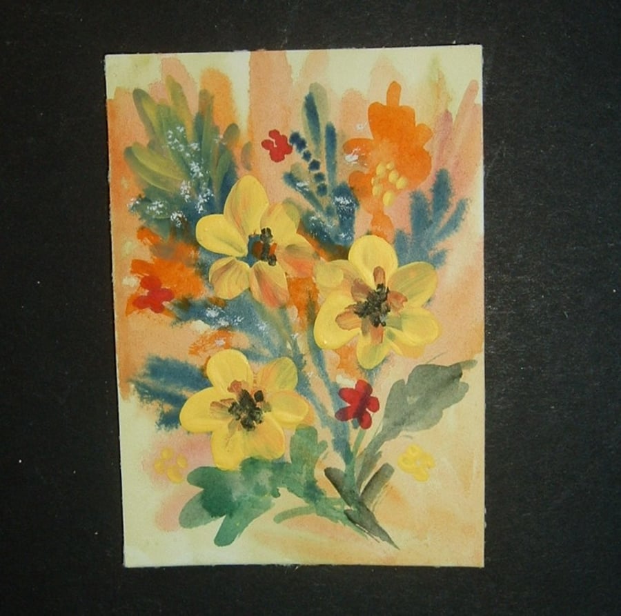 Spring flowers original aceo art painting ref 421