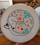 Sleeping Dog Embroidery Hoop Picture, Wall Hanging 