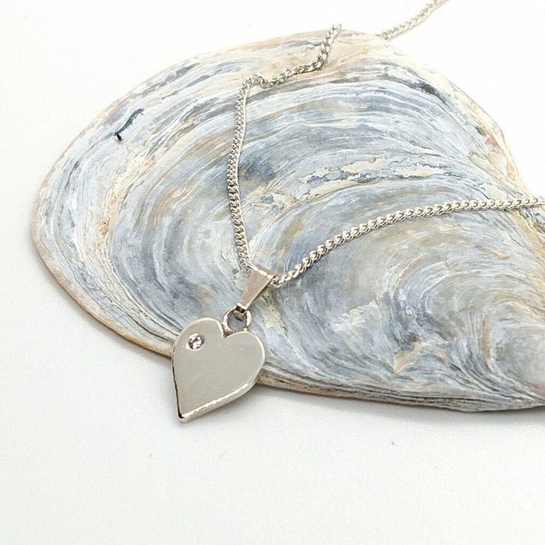Heart Pendant with Cubic Zirconia,  sterling silver