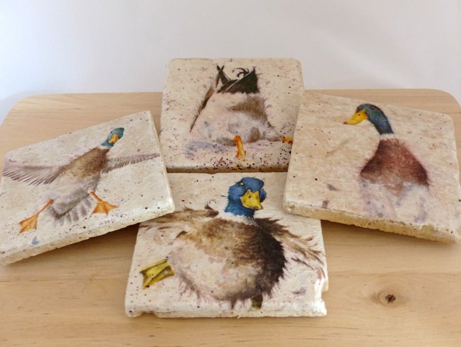 Set of 4 Marble Duck Coasters