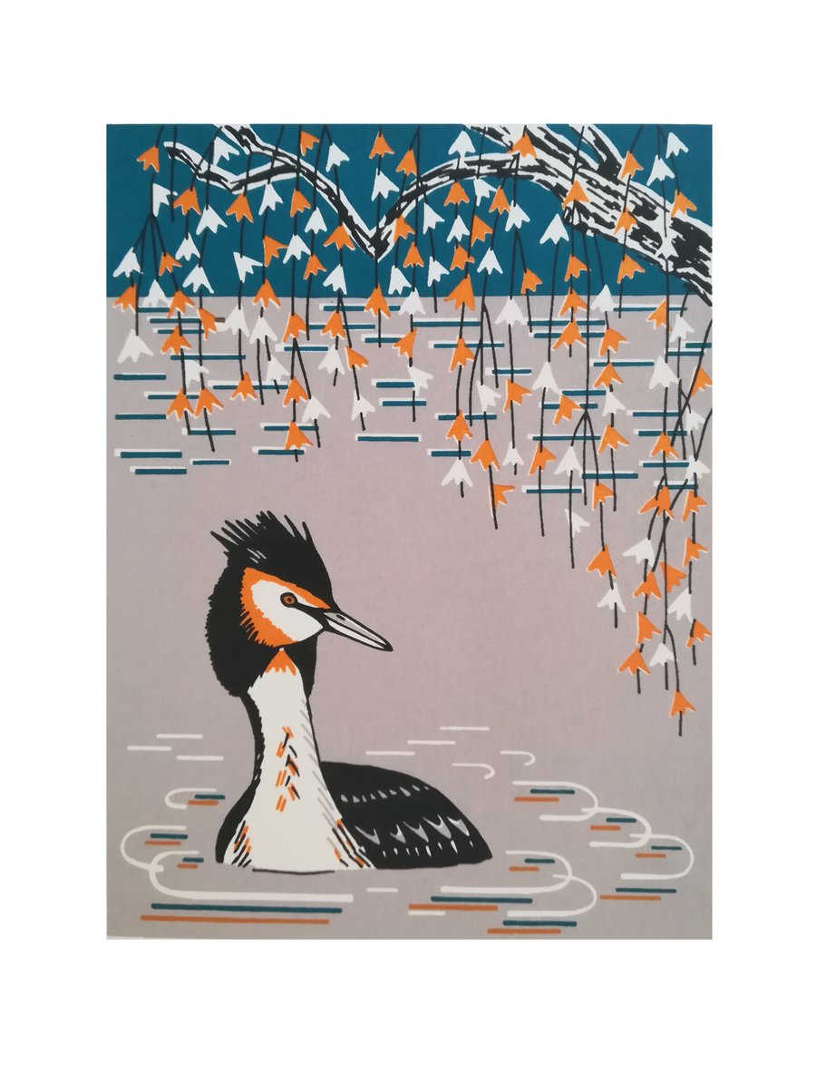 Great Crested Grebe screenprint