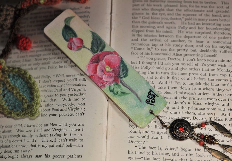 Pink camelia bookmark (small)