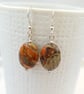 Gemstone Drop Earrings Earth Tones Jasper Sterling Silver Oval Earrings