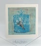 Square Blank Art Card from original Linocut-Perfume Bottle with Pressed Freesia - Image 3