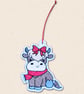 Festive Bow Highland Cow Decoration - Embroidered Felt Ornament - Image 3