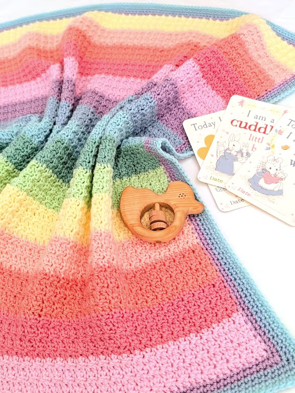 Rainbow crochet baby blanket 