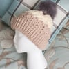 Beige Hat, crochet with pompom