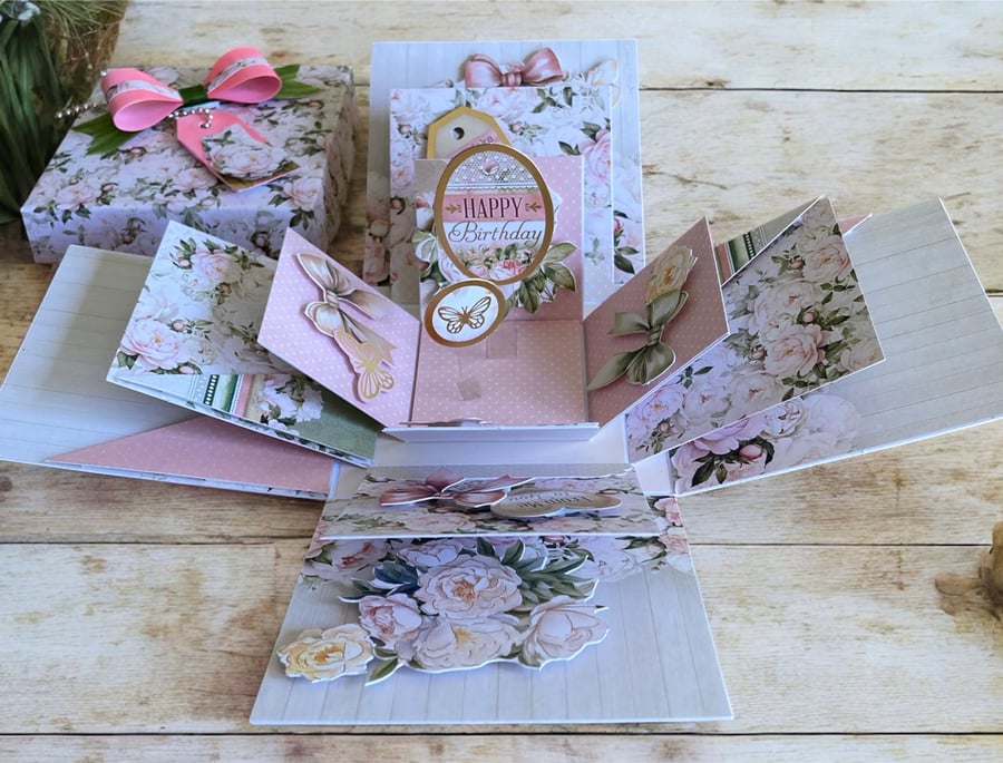 3D Birthday Perfect Peony Pop Up Exploding Box Card.