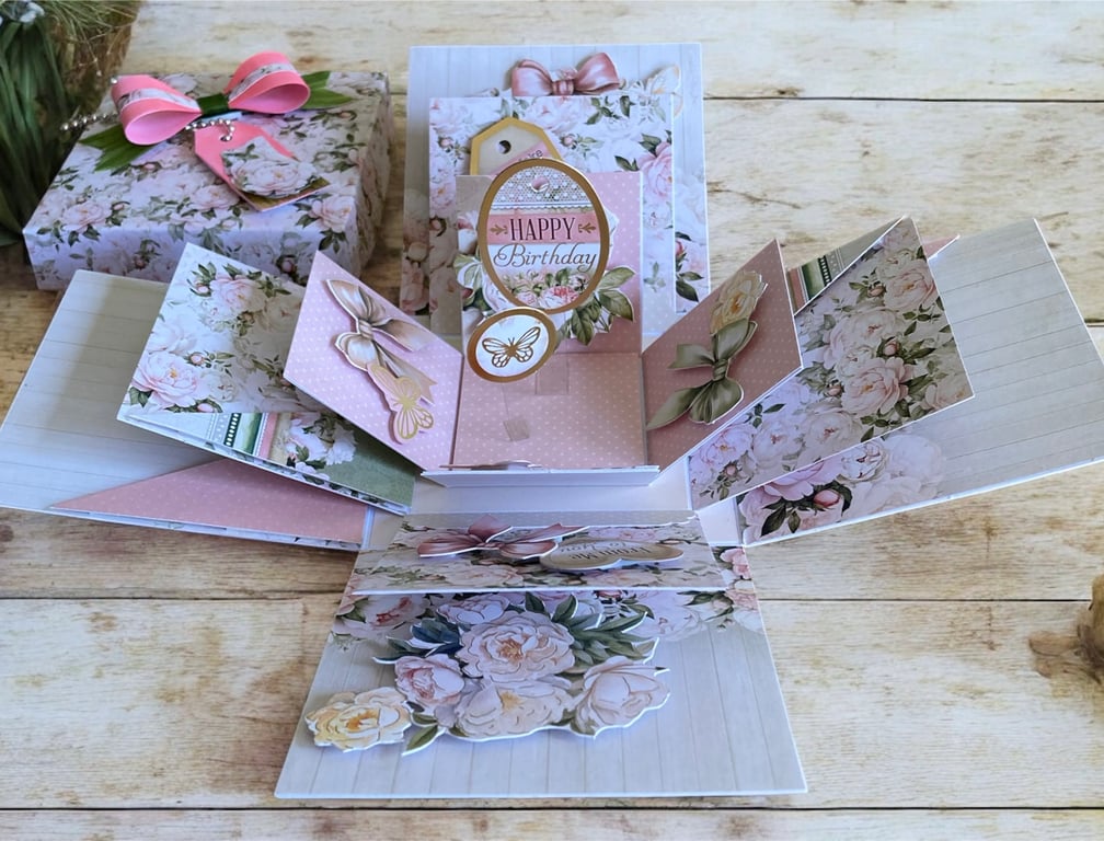 3D Birthday Perfect Peony Pop Up Exploding Box Card.