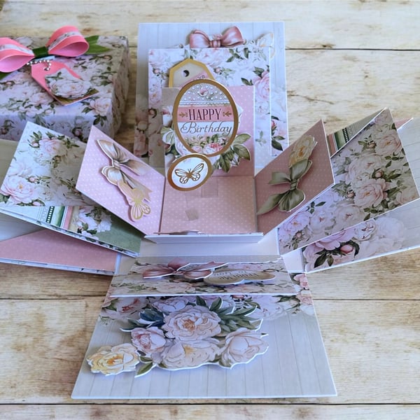 3D Birthday Perfect Peony Pop Up Exploding Box Card.