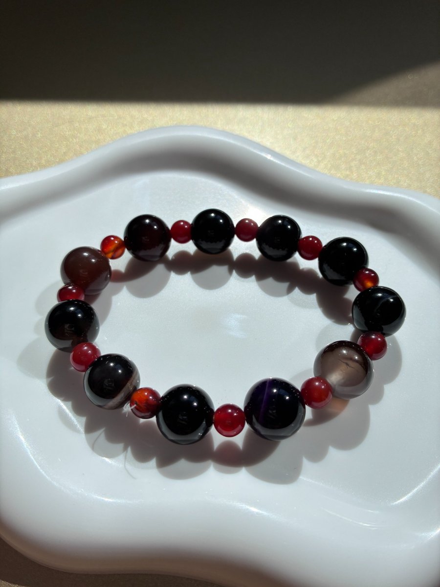Chalcedony & Obsidian Bracelet