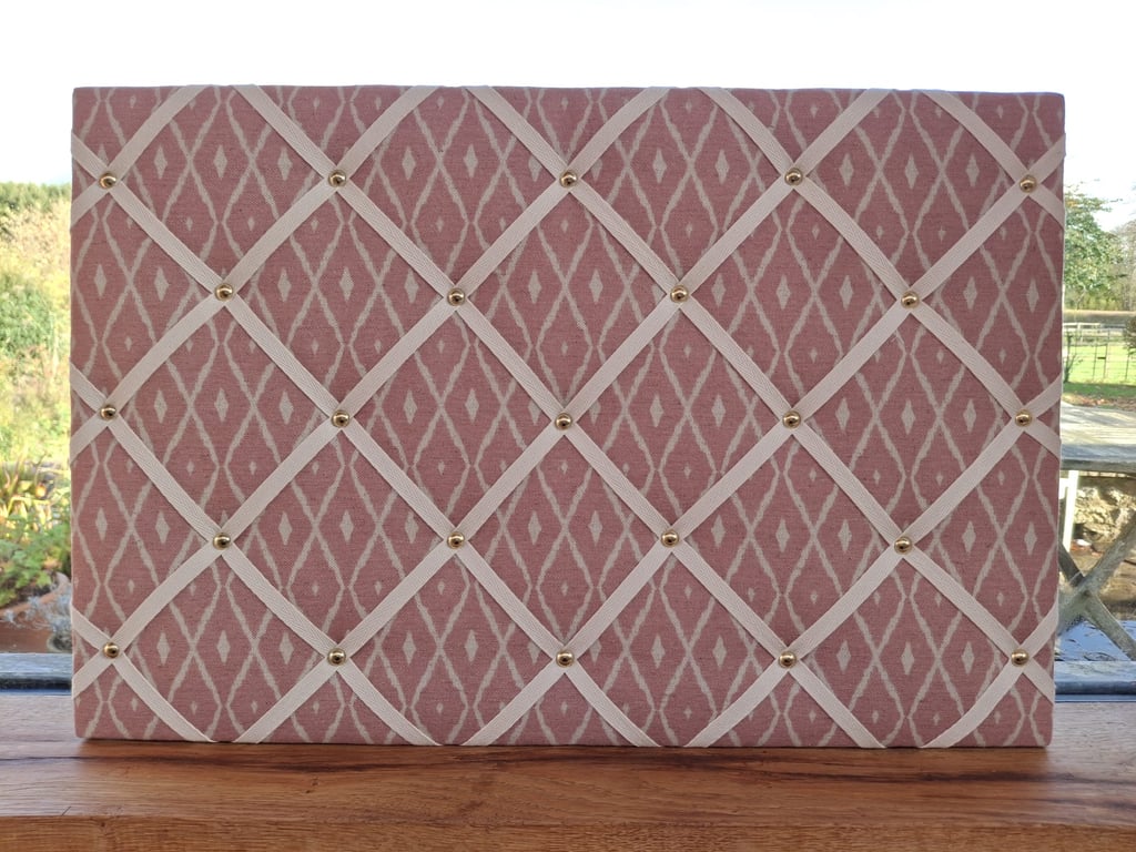 Notice board - Pink with cream braid