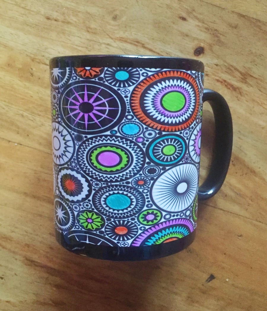 Adult Colouring Circle Design Black Mugs