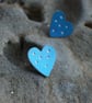 Blue heart studs with dots - Image 1