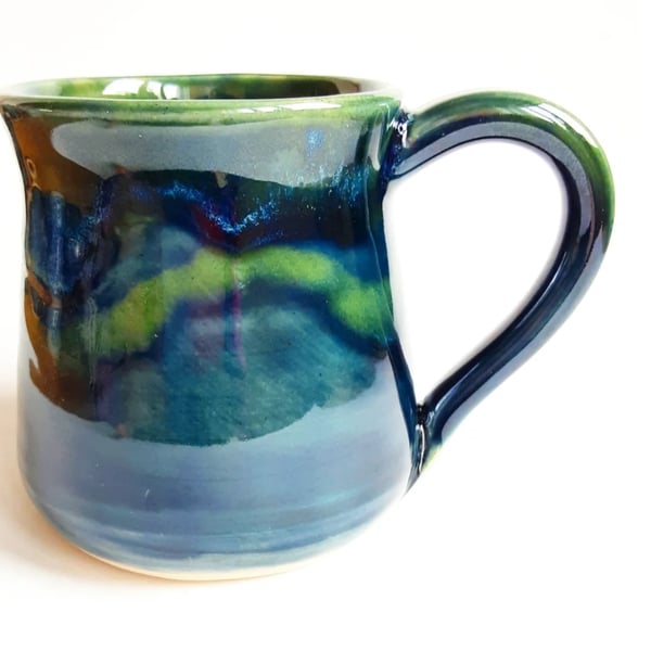 Blue Glazed Mug - Hand Thrown Stoneware Ceramic Mug 