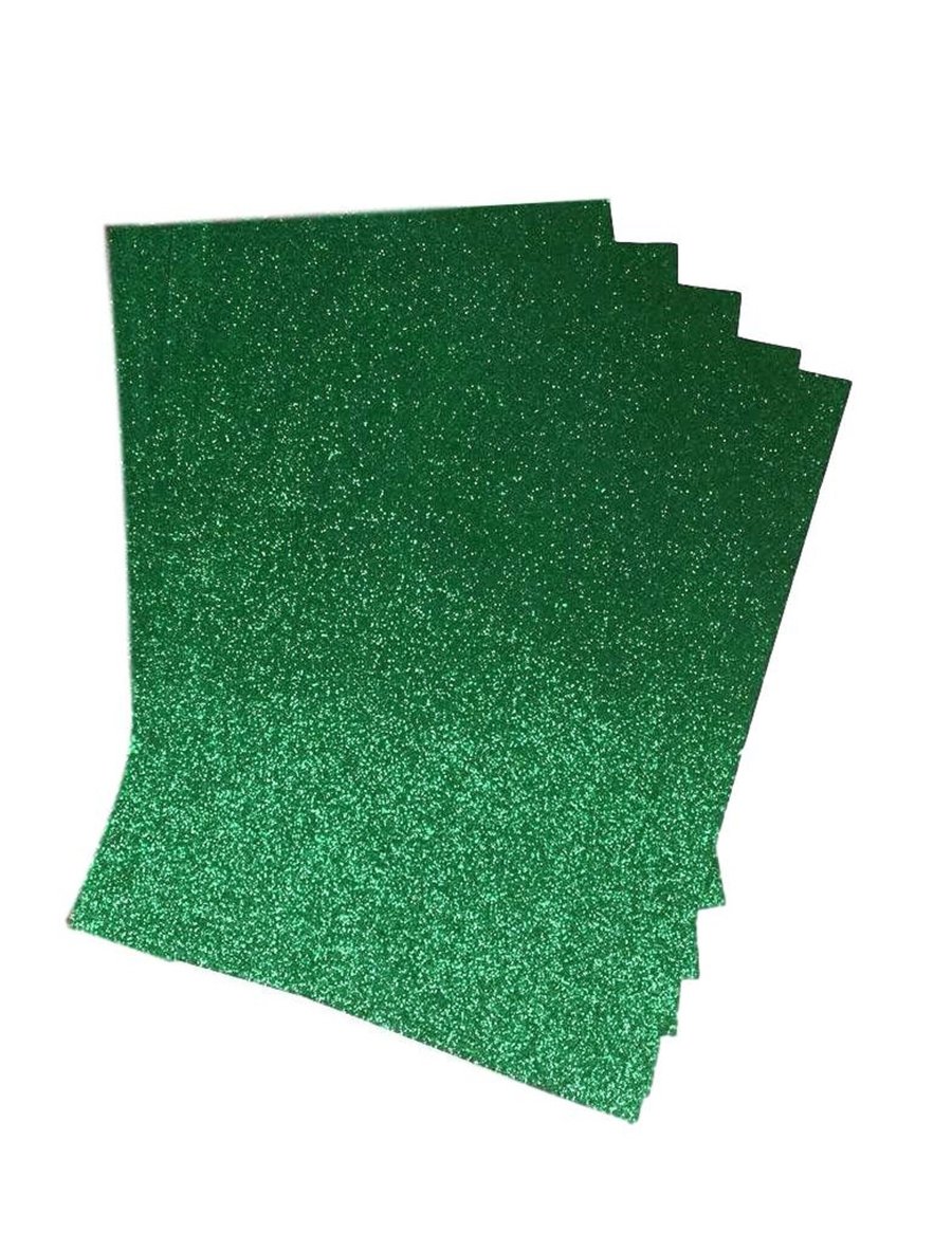 Green Glitter Card A4 Sparkly Soft Touch Non Shed 250gsm 170lb Cover Pack of 10 