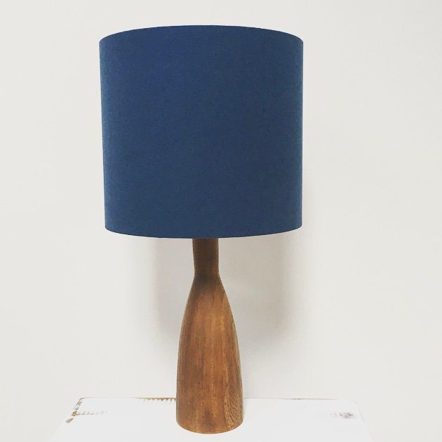 Handmade plain indigo blue drum lampshade