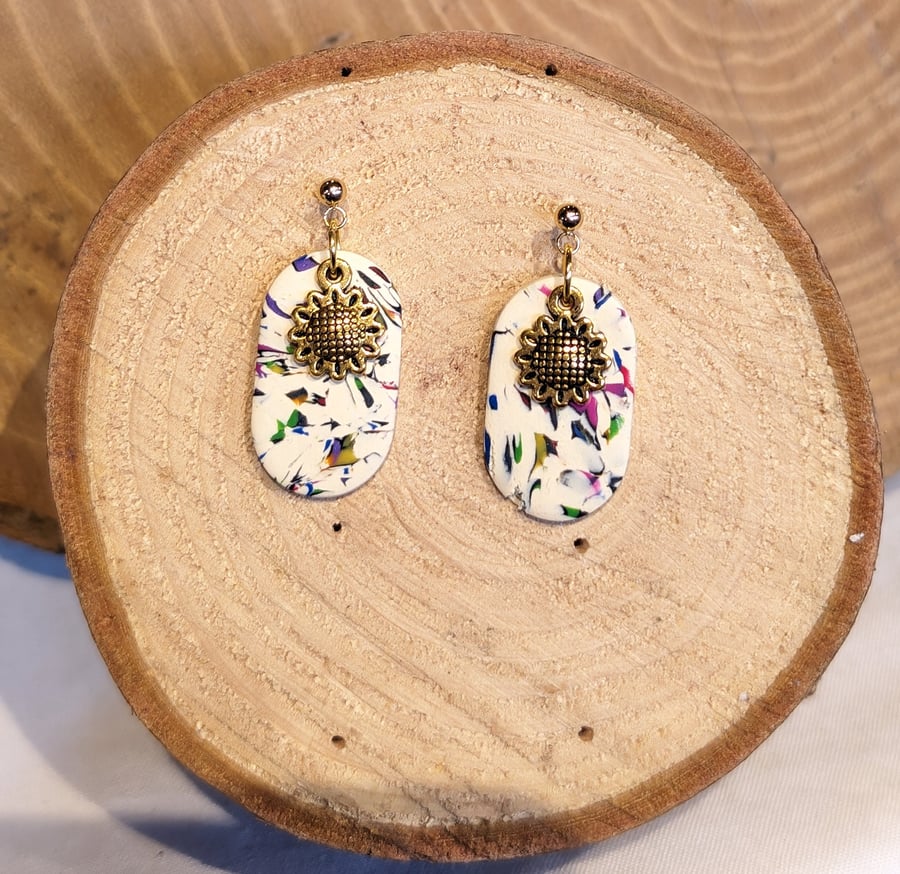 Scrap rainbow sunflower dangles 