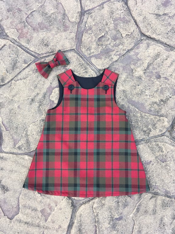 MacNaughton Tartan Pinafore Dress and Hair Bow